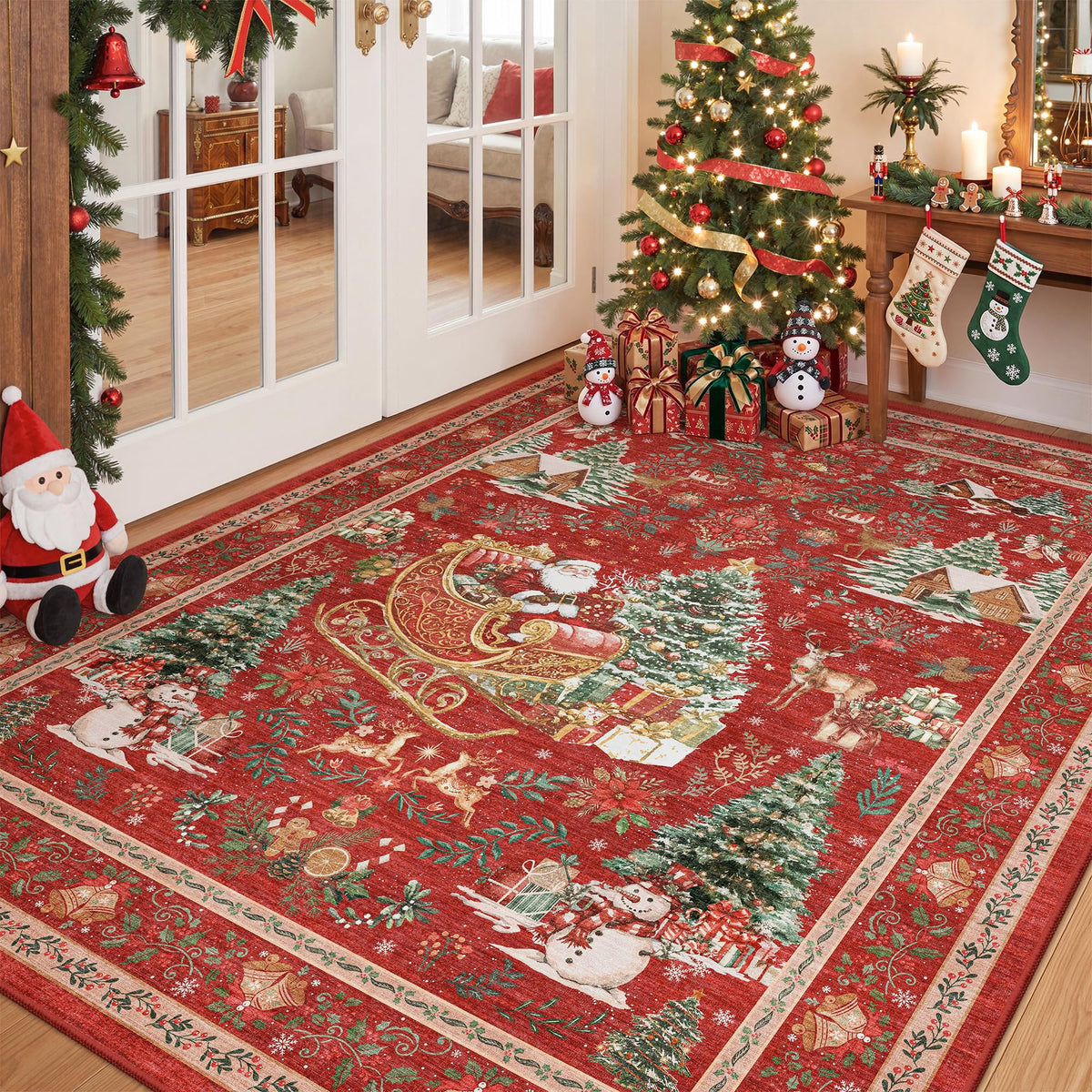 zesthome 5x7 Area Rugs for Living Room,Large Washable Rug,Orange