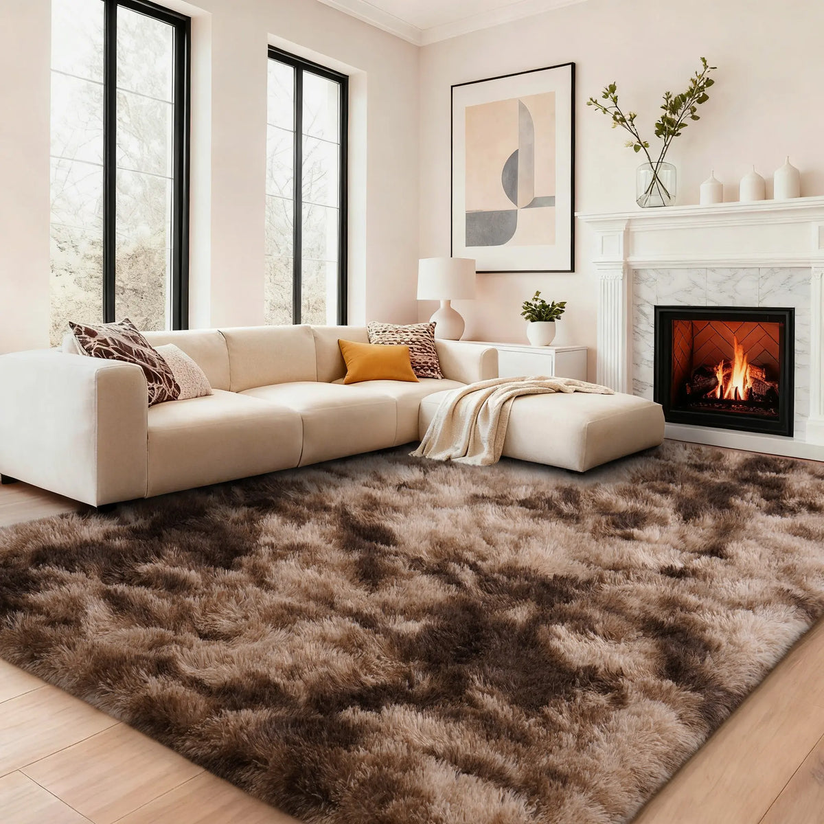 【Moving Season】MUGORN Multi-Size 3-Layer Super Soft Shaggy Fuzzy Rug, Modern Minimalist, Hand-Washable, Modern Shaggy Rug for Bedroom, Dorm Room Decor, Home Furnishings rugs for living room carpet