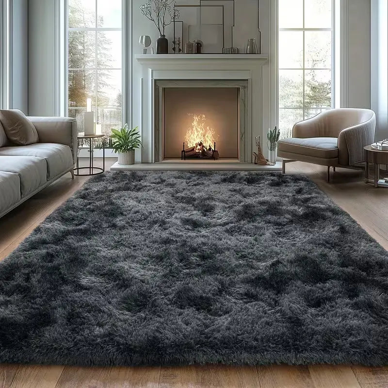 1pc Super Soft Thick Microfibre Fluffy Modern Rug - Decorative Area Rug with Watercolour Modern Design, Plush Indoor Accent for Bedroom, Holiday Christmas Decor, Housewarming Gift