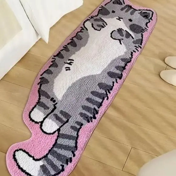 Bedroom rugs, suitable for living room, bedroom andbathroom - long cat-shaped yellow comfortable soft rug, Room Decor, Whimsical Room Decor