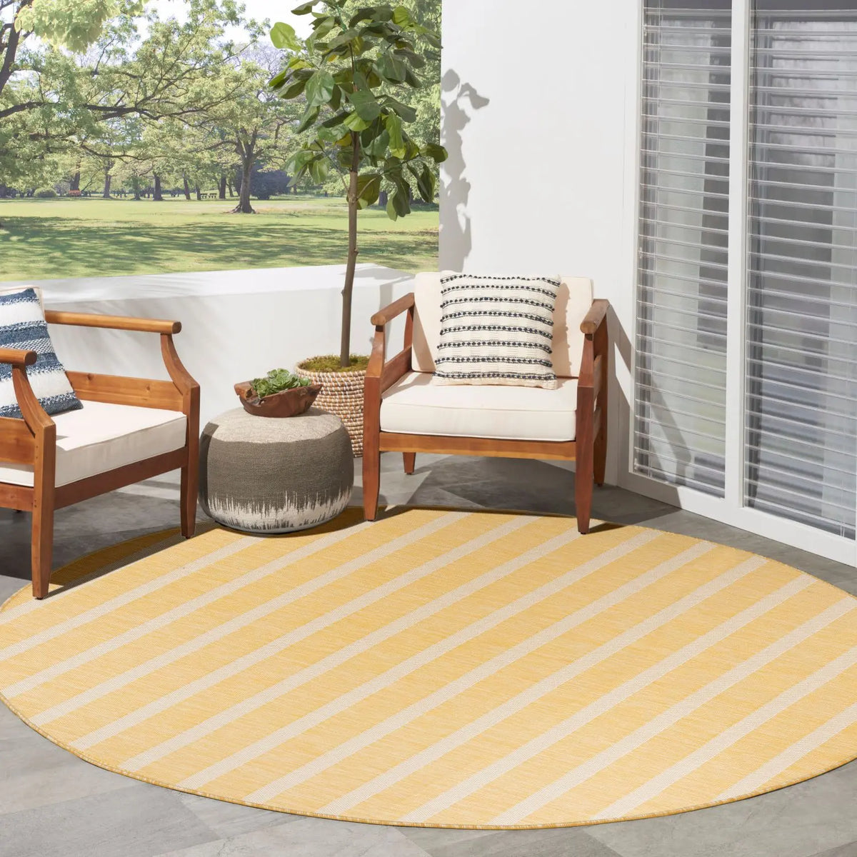 Nourison Positano Modern Stripes Flatweave Outdoor Rug