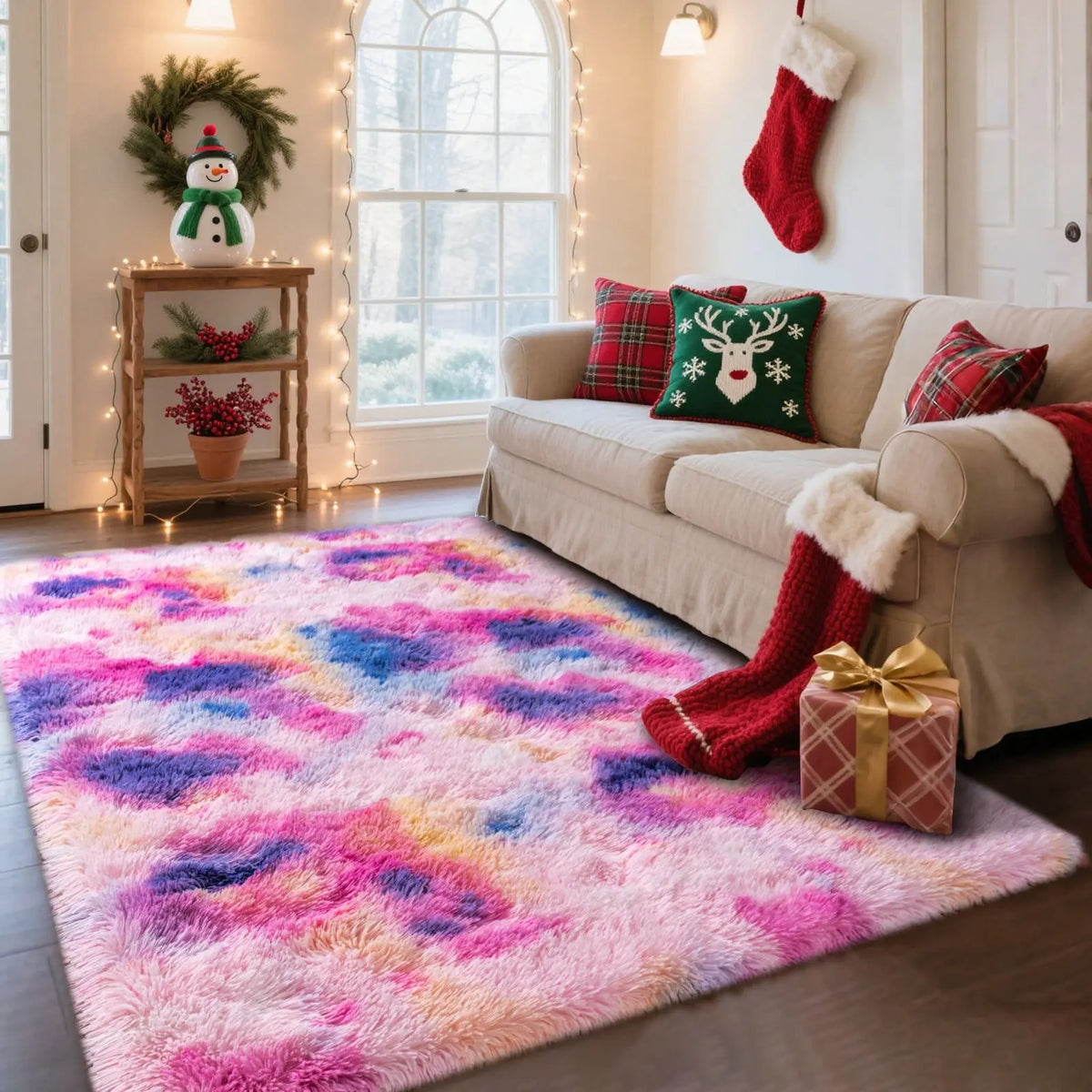 AILYEI Soft Shag Rugs For Bedroom, Burgundy Red Fluffy Shaggy Rugs For Living Room Nursery, Luxury Modern Plush Carpet Girls Boys Kids Room Dorm Indoor Home Decor, Upgrade Non-Slip