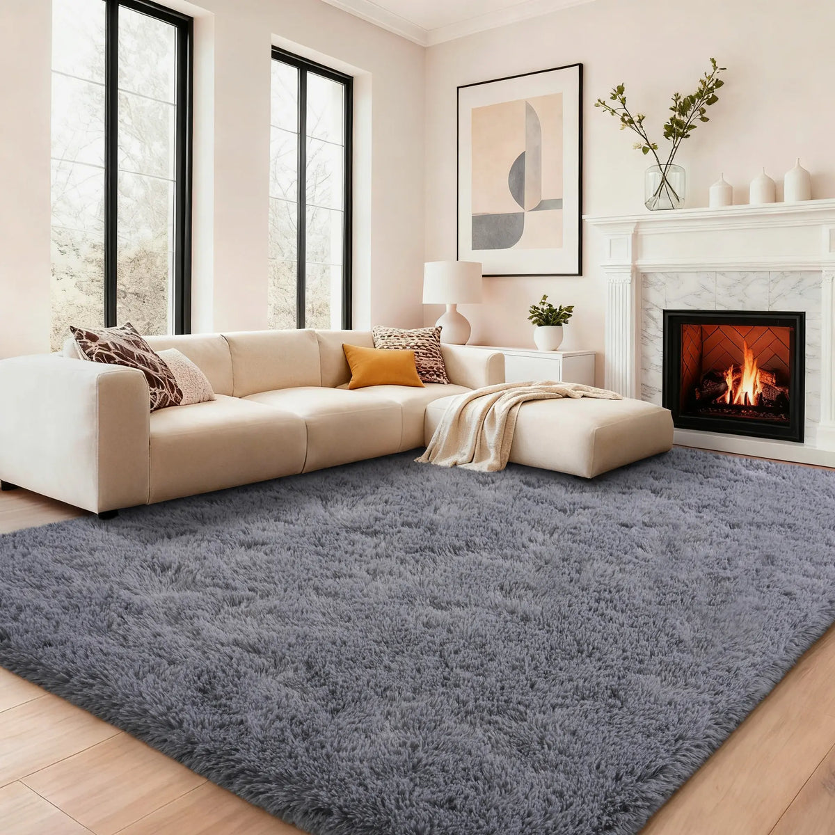 【Moving Season】MUGORN Multi-Size 3-Layer Super Soft Shaggy Fuzzy Rug, Modern Minimalist, Hand-Washable, Modern Shaggy Rug for Bedroom, Dorm Room Decor, Home Furnishings rugs for living room carpet