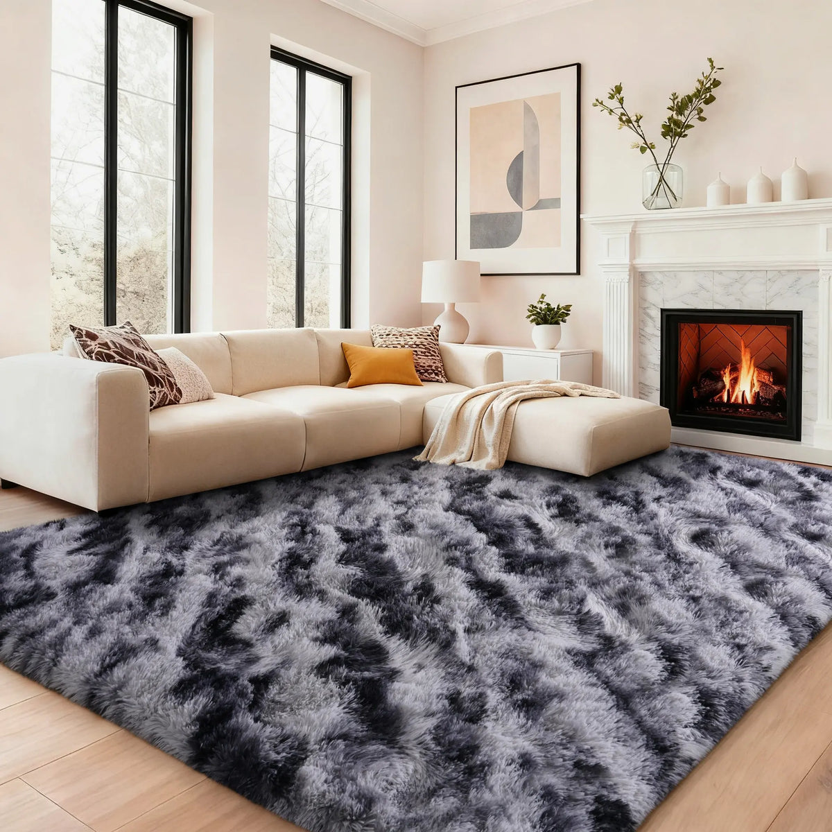 【Moving Season】MUGORN Multi-Size 3-Layer Super Soft Shaggy Fuzzy Rug, Modern Minimalist, Hand-Washable, Modern Shaggy Rug for Bedroom, Dorm Room Decor, Home Furnishings rugs for living room carpet