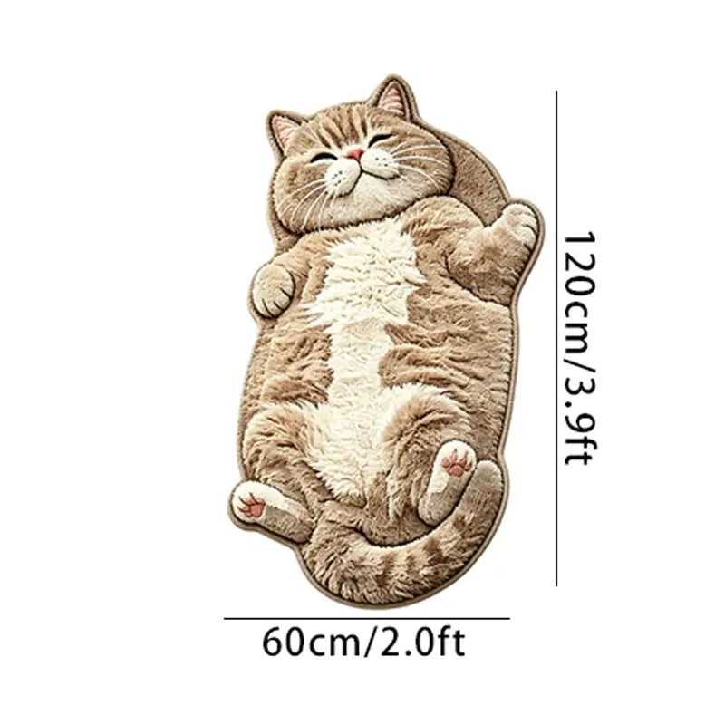 Adorable Lazy Cat Shaped Rug, Creative Cartoon Home Decor, Soft Comfortable Mat for Sofa, Coffee Table, Living Room, Bathroom, Boho Washable Rug