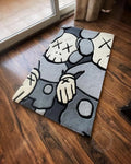 Hand tufted grey and white colour modern premium quality luxury kaws carpet wool rug for living room,bedroom,kids,dining,home decor,etc
