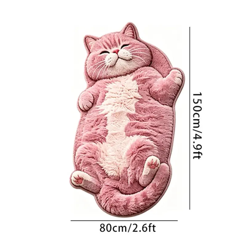 Adorable Lazy Cat Shaped Rug, Creative Cartoon Home Decor, Soft Comfortable Mat for Sofa, Coffee Table, Living Room, Bathroom, Boho Washable Rug