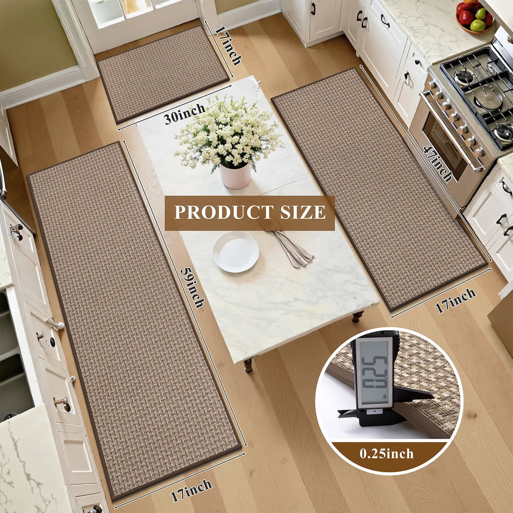 LOKHOM 3-Piece Non-Slip Kitchen Rugs Set - Thick Absorbent Soft Machine Washable Modern Runner Rug, Absorbent Decorative Indoor Floor Mat for Hallways Entryway Laundry Room