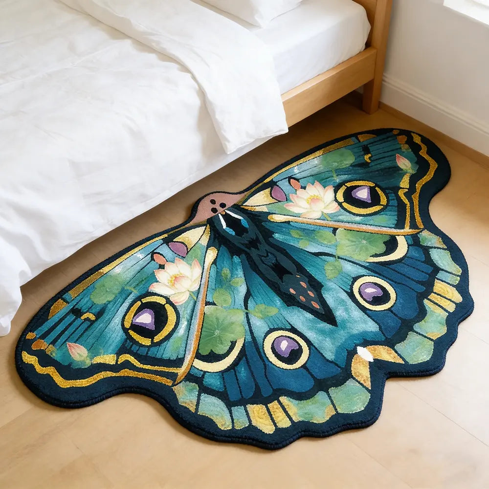 Vintage Butterfly Print Rug, Boho Style Soft Washable Carpet, Home Decorative Rug for Bedroom Bedside, Hotel Entrance Bathroom Corridor, Butterfly Area Rug, Boho Rugs, Vintage Printed Rug