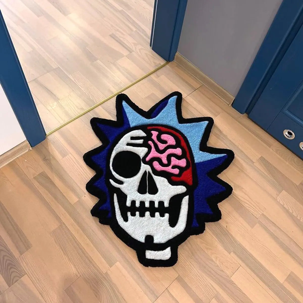 Rick and Morty Skull Brain Rug, Home Decorative Rug, Irregular Design Rug, Unique American Dark Aesthetic Carpet, Plush Bedroom Area Mat, Non-Slip Entrance Doormat, Home Decor Rugs