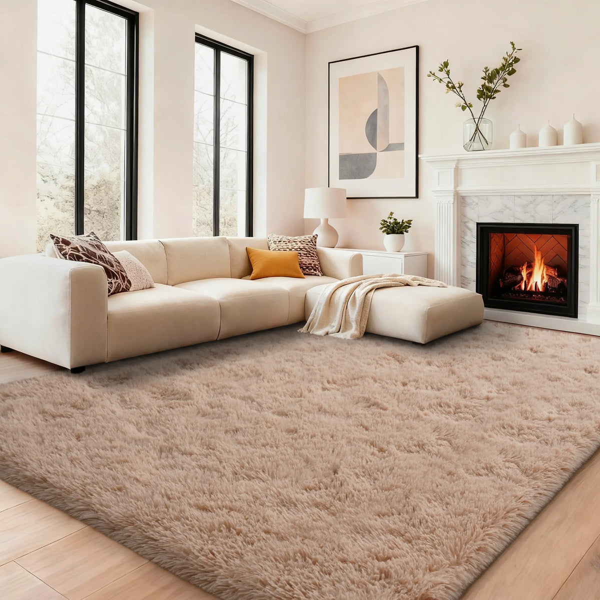 【Moving Season】MUGORN Multi-Size 3-Layer Super Soft Shaggy Fuzzy Rug, Modern Minimalist, Hand-Washable, Modern Shaggy Rug for Bedroom, Dorm Room Decor, Home Furnishings rugs for living room carpet