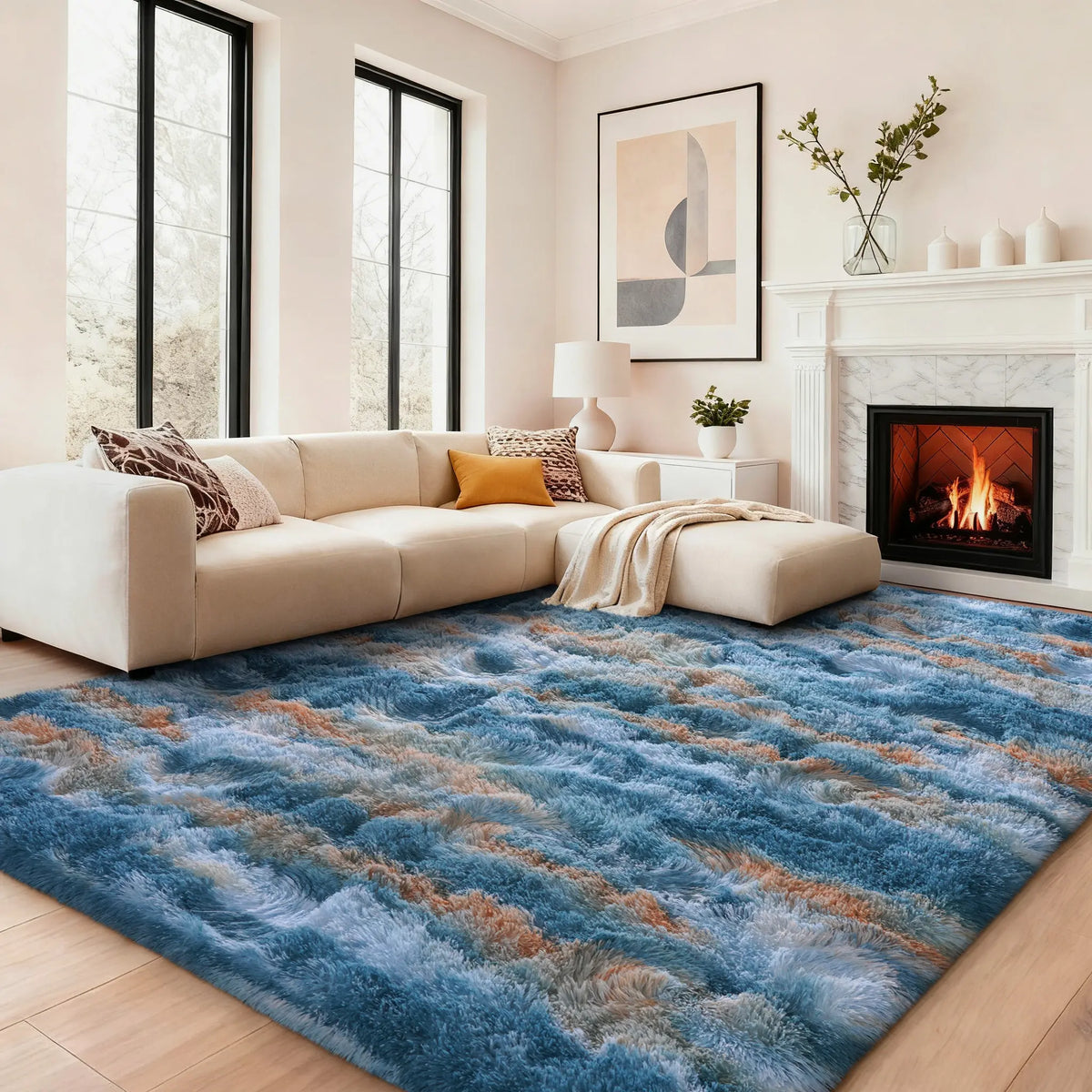 【Moving Season】MUGORN Multi-Size 3-Layer Super Soft Shaggy Fuzzy Rug, Modern Minimalist, Hand-Washable, Modern Shaggy Rug for Bedroom, Dorm Room Decor, Home Furnishings rugs for living room carpet