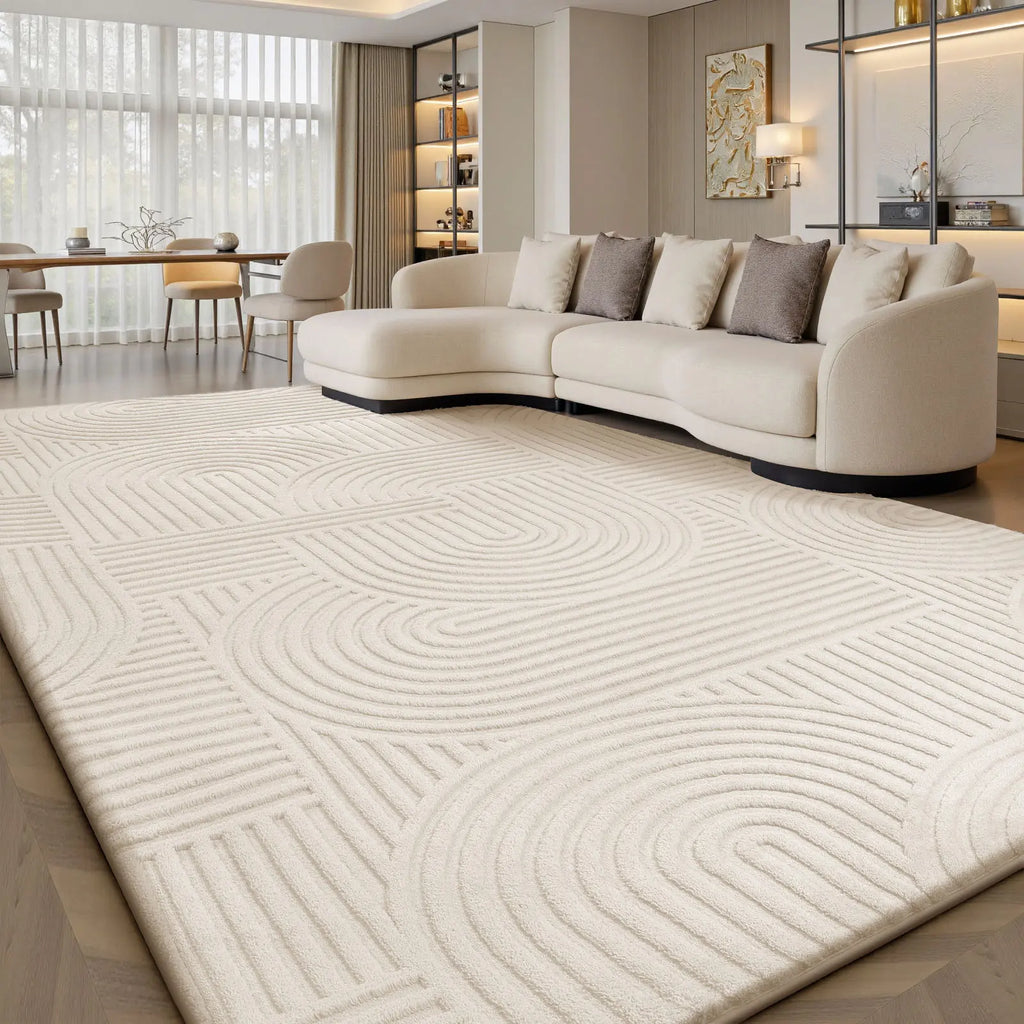 FAMVAL Modern Linear Jacquard Geometric Area Rug - Premium Anti-Slip Washable Large Size Contemporary Home Decor with Cozy Warmth, Barefoot Cushion for Living Room, Bedroom, Non Slip Rugs, Bedroom Inspo