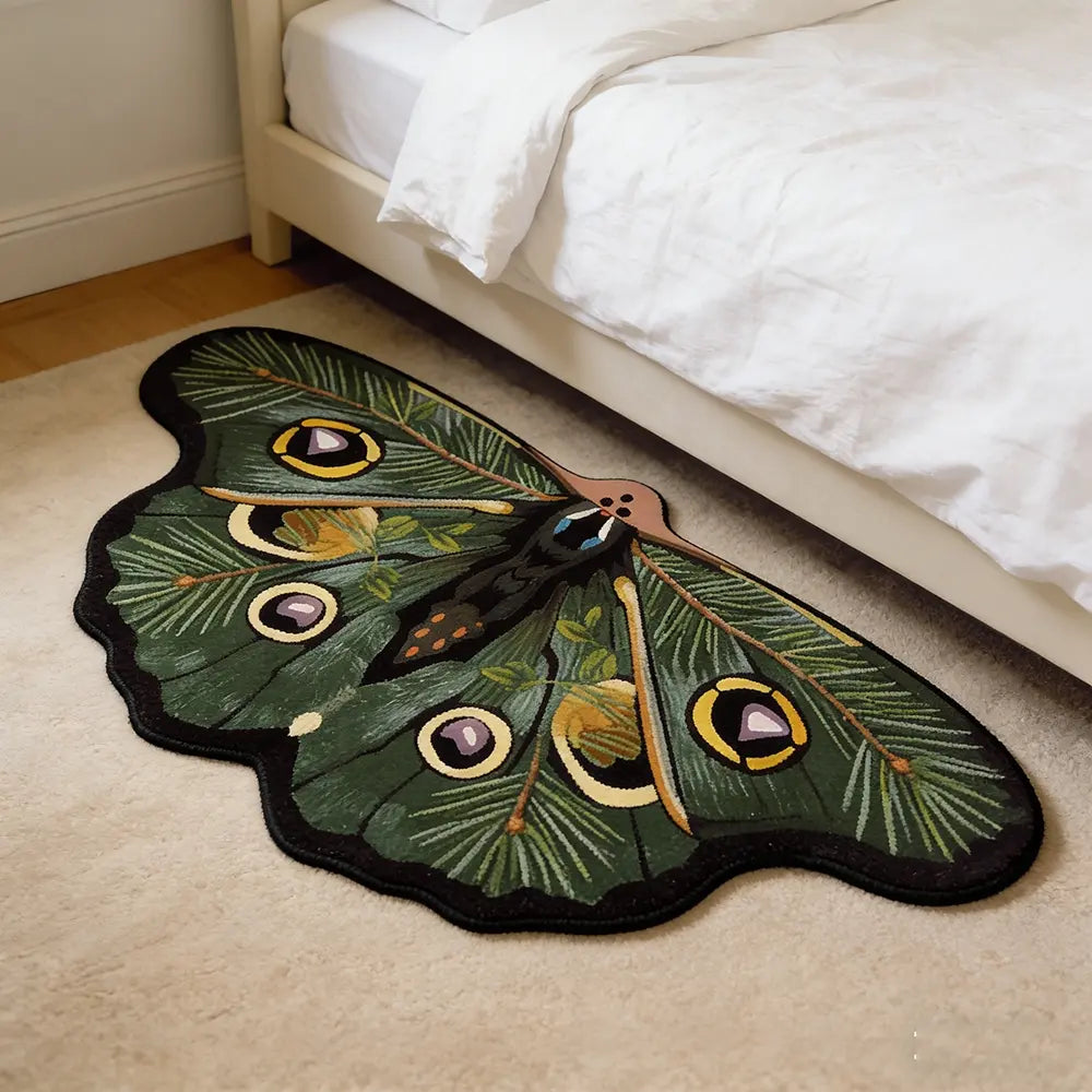 Vintage Butterfly Print Rug, Boho Style Soft Washable Carpet, Home Decorative Rug for Bedroom Bedside, Hotel Entrance Bathroom Corridor, Butterfly Area Rug, Boho Rugs, Vintage Printed Rug