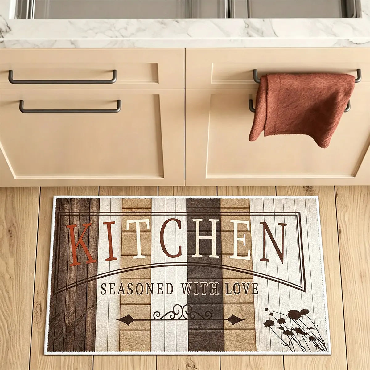 Non-Slip Kitchen Mat Set, Vintage Wood Pattern Farmhouse Design, Soft Comfortable Rug for Kitchen Living Room Bedroom Use, Rugs for Kitchen Floor