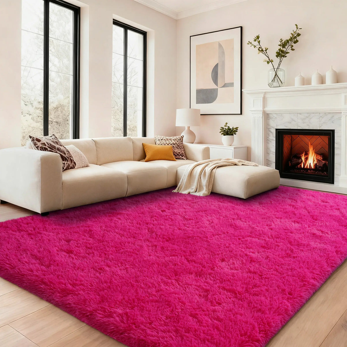 【Moving Season】MUGORN Multi-Size 3-Layer Super Soft Shaggy Fuzzy Rug, Modern Minimalist, Hand-Washable, Modern Shaggy Rug for Bedroom, Dorm Room Decor, Home Furnishings rugs for living room carpet