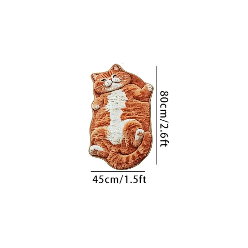 Adorable Lazy Cat Shaped Rug, Creative Cartoon Home Decor, Soft Comfortable Mat for Sofa, Coffee Table, Living Room, Bathroom, Boho Washable Rug