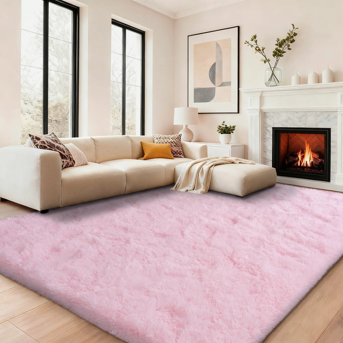 【Moving Season】MUGORN Multi-Size 3-Layer Super Soft Shaggy Fuzzy Rug, Modern Minimalist, Hand-Washable, Modern Shaggy Rug for Bedroom, Dorm Room Decor, Home Furnishings rugs for living room carpet