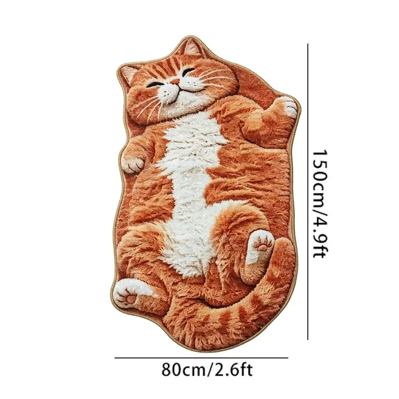Adorable Lazy Cat Shaped Rug, Creative Cartoon Home Decor, Soft Comfortable Mat for Sofa, Coffee Table, Living Room, Bathroom, Boho Washable Rug