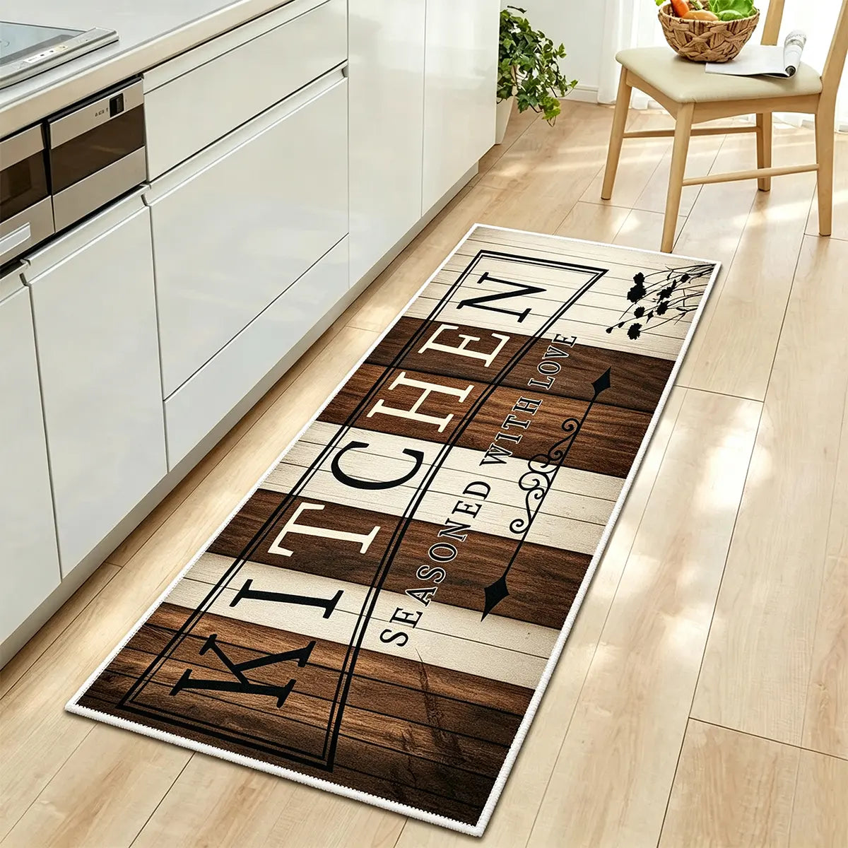 Non-Slip Kitchen Mat Set, Vintage Wood Pattern Farmhouse Design, Soft Comfortable Rug for Kitchen Living Room Bedroom Use, Rugs for Kitchen Floor