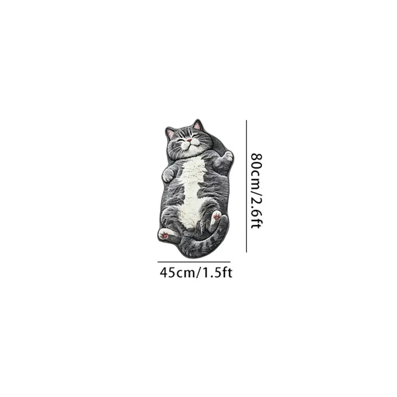 Adorable Lazy Cat Shaped Rug, Creative Cartoon Home Decor, Soft Comfortable Mat for Sofa, Coffee Table, Living Room, Bathroom, Boho Washable Rug
