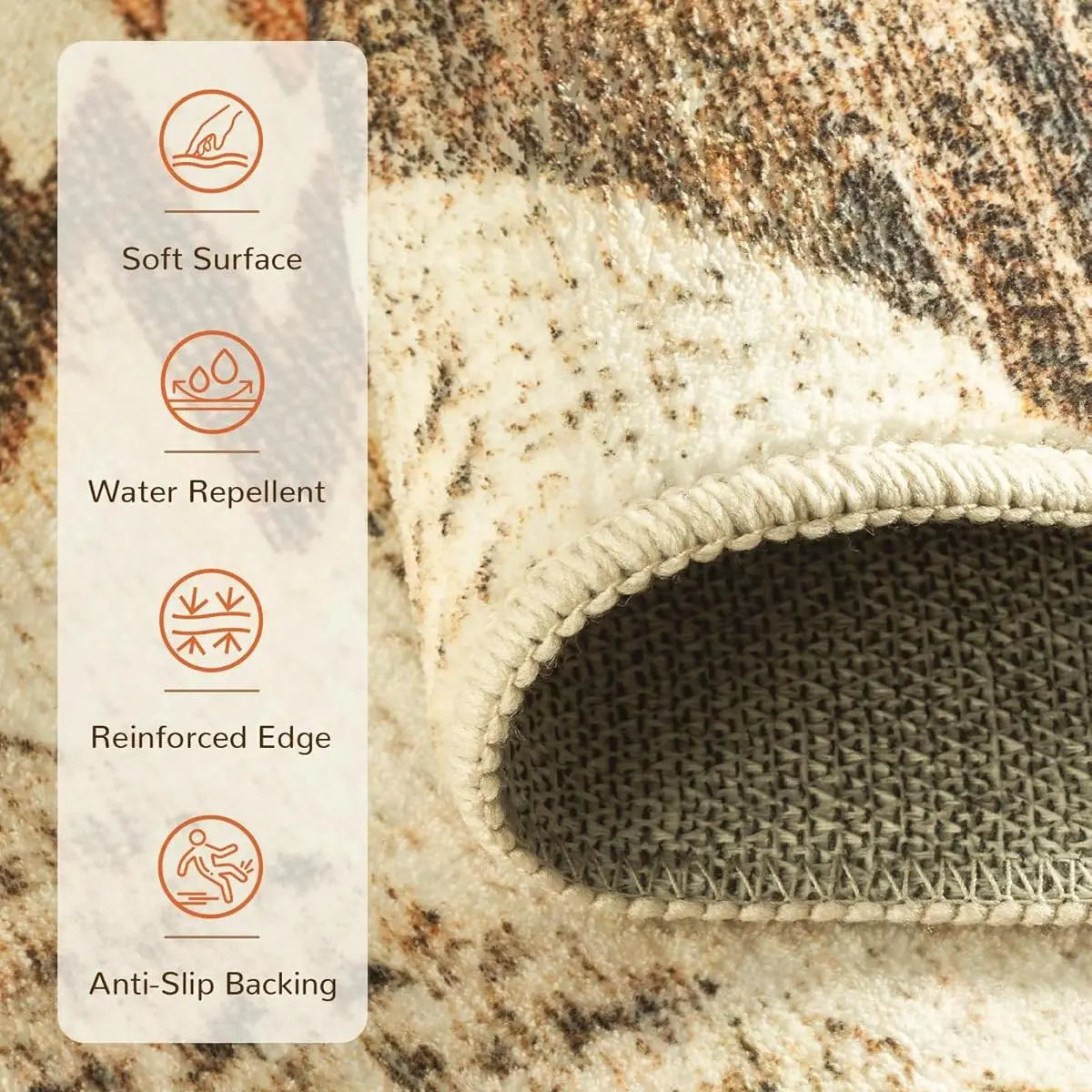 BESTSWEETIE Indoor Area Rugs - 8x10/9x12/10x14 Large Geometric Boho Rugs, Soft Faux Wool Low-Pile, Machine Washable, Non-Slip, Wrinkle Resistant, Print, Easy-Maintenance Distressed Western Carpets for Living Room Decor & Bedroom, Home Essentials