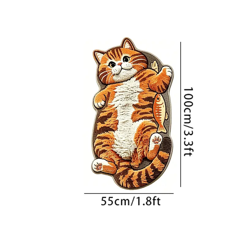 Adorable Lazy Cat Shaped Rug, Creative Cartoon Home Decor, Soft Comfortable Mat for Sofa, Coffee Table, Living Room, Bathroom, Boho Washable Rug