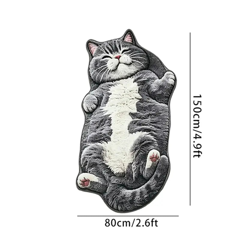 Adorable Lazy Cat Shaped Rug, Creative Cartoon Home Decor, Soft Comfortable Mat for Sofa, Coffee Table, Living Room, Bathroom, Boho Washable Rug