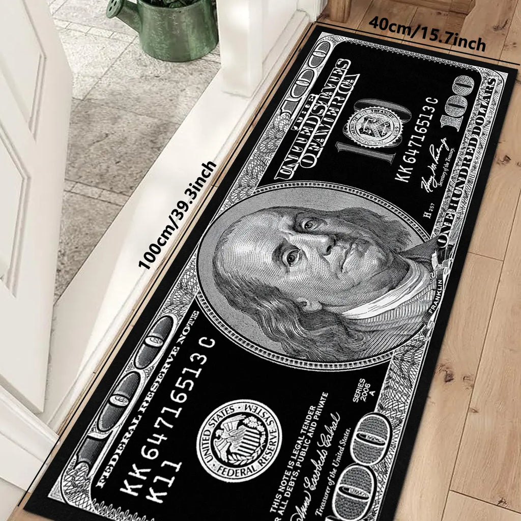 Black Dollar rug, Decorative area rug, long rug, soft comfortable non-slip floor mat, Machine washable, Non Slip Rugs, Anti Slip Rugs, home decoration, suitable for bedside, kitchen, bedroom, bathroom, living room and other scenes