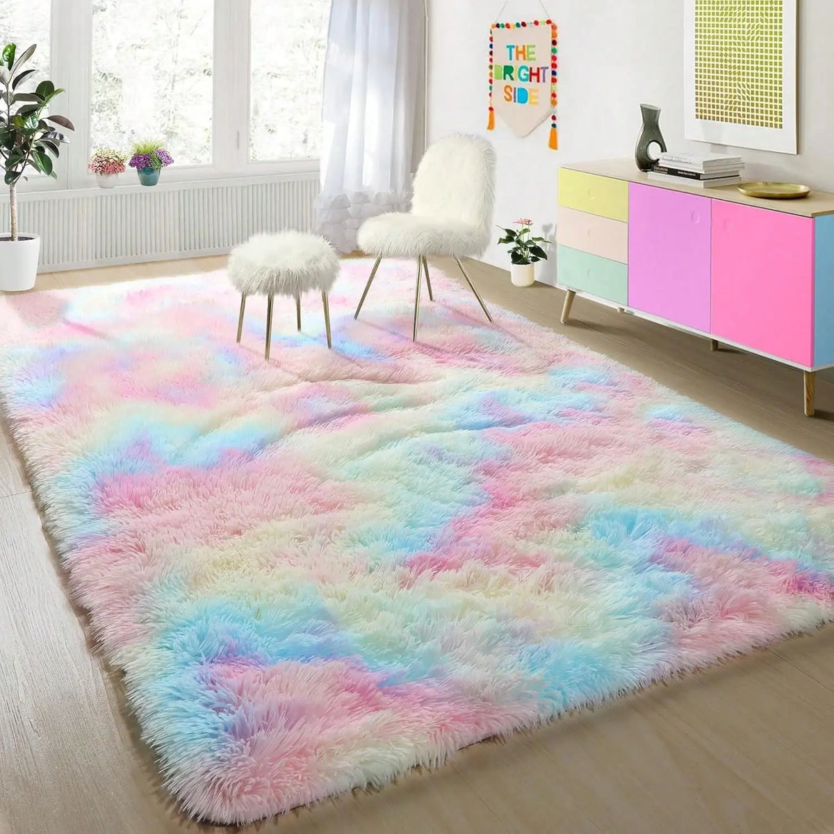 AILYEI Soft Shag Rugs For Bedroom, Burgundy Red Fluffy Shaggy Rugs For Living Room Nursery, Luxury Modern Plush Carpet Girls Boys Kids Room Dorm Indoor Home Decor, Upgrade Non-Slip