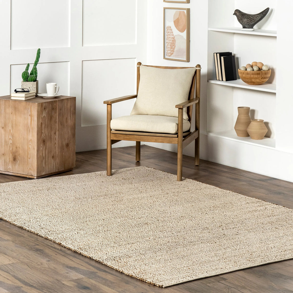 Elfriede Farmhouse Jute Blend Indoor Area Rug - Natural Fiber, Soft & Cozy, Farmhouse Kitchen Use, Home Accessory, Room Decor, Living Room Suitable, Indoor Area Rugs