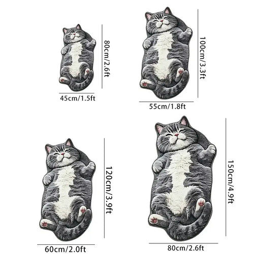 Adorable Lazy Cat Shaped Rug, Creative Cartoon Home Decor, Soft Comfortable Mat for Sofa, Coffee Table, Living Room, Bathroom, Boho Washable Rug