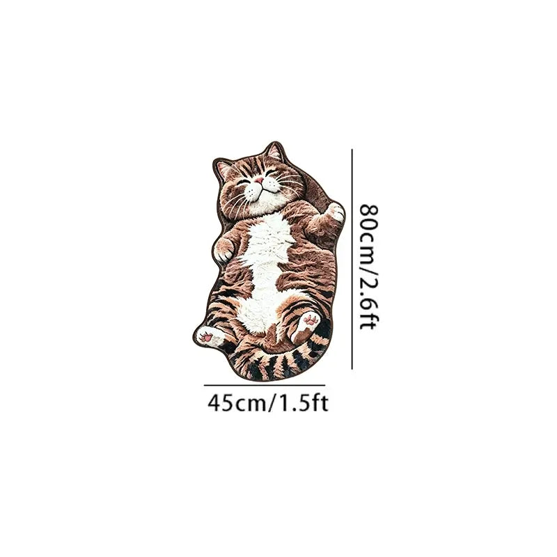 Adorable Lazy Cat Shaped Rug, Creative Cartoon Home Decor, Soft Comfortable Mat for Sofa, Coffee Table, Living Room, Bathroom, Boho Washable Rug