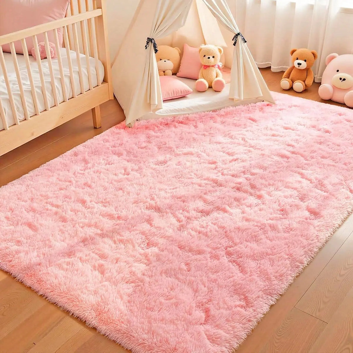 AILYEI Soft Shag Rugs For Bedroom, Burgundy Red Fluffy Shaggy Rugs For Living Room Nursery, Luxury Modern Plush Carpet Girls Boys Kids Room Dorm Indoor Home Decor, Upgrade Non-Slip
